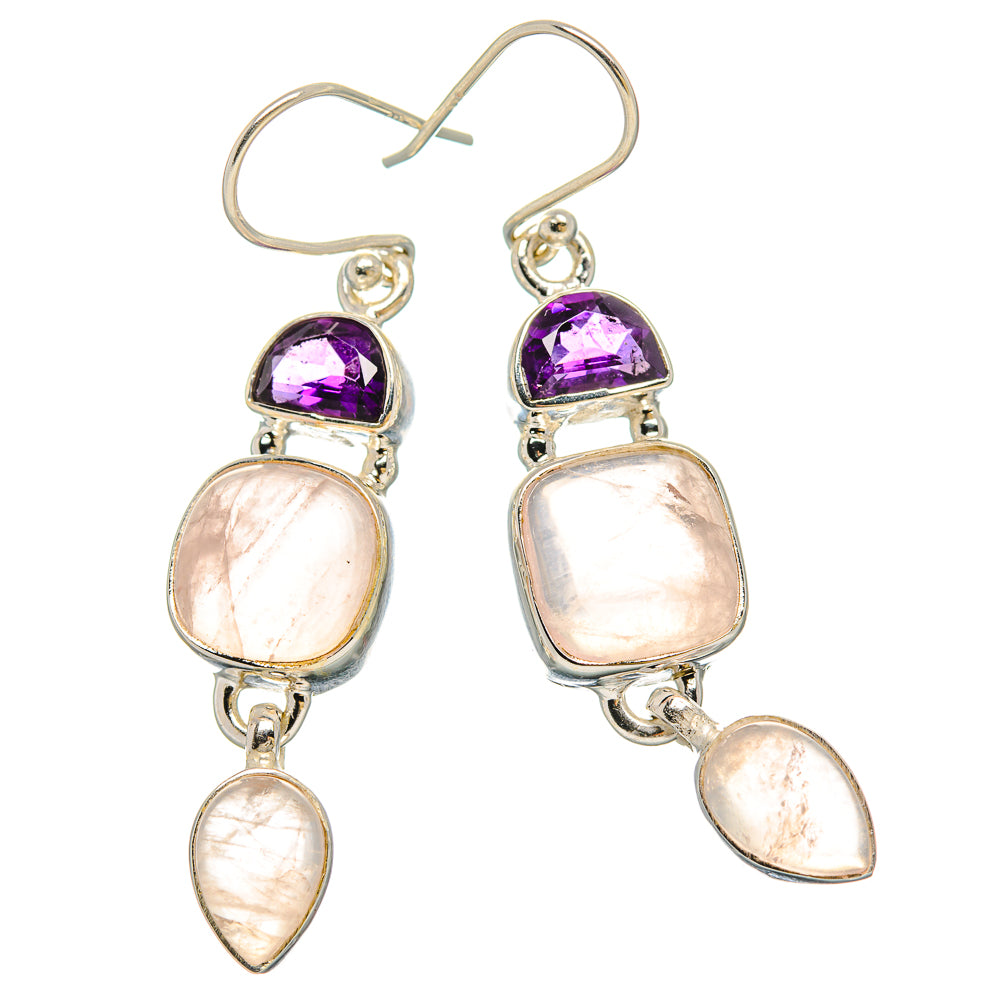 Rose Quartz Earrings handcrafted by Anasilvercos - EARR430609 - Photo 2