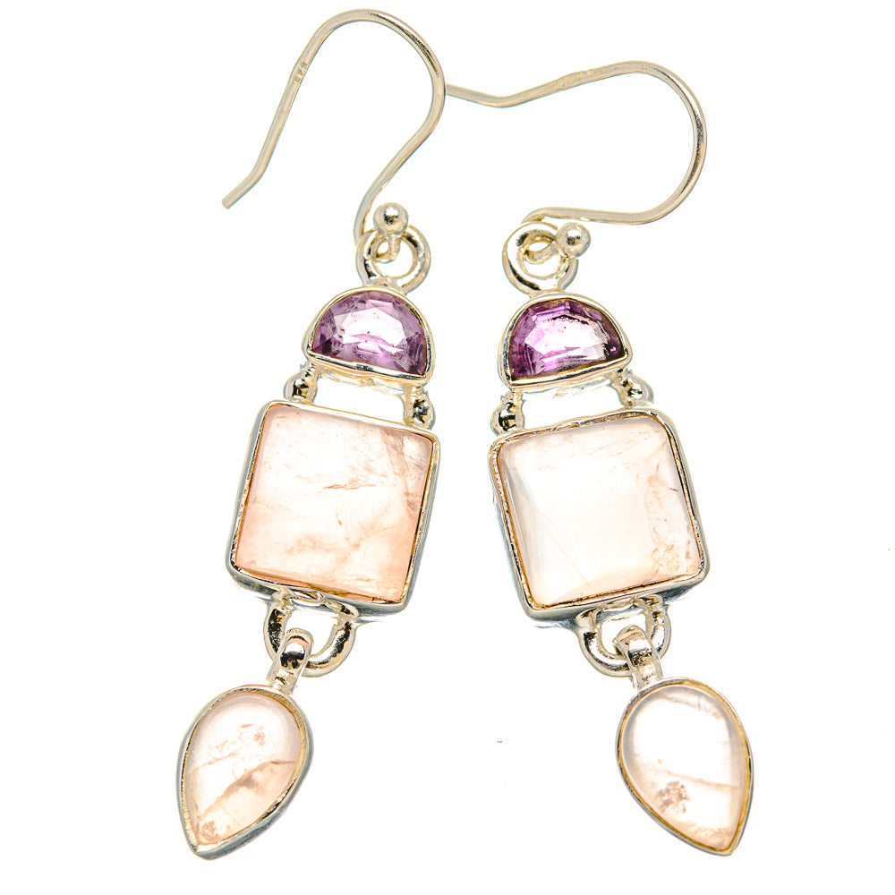 Rose Quartz Earrings handcrafted by Anasilvercos - EARR430620 - Photo 2