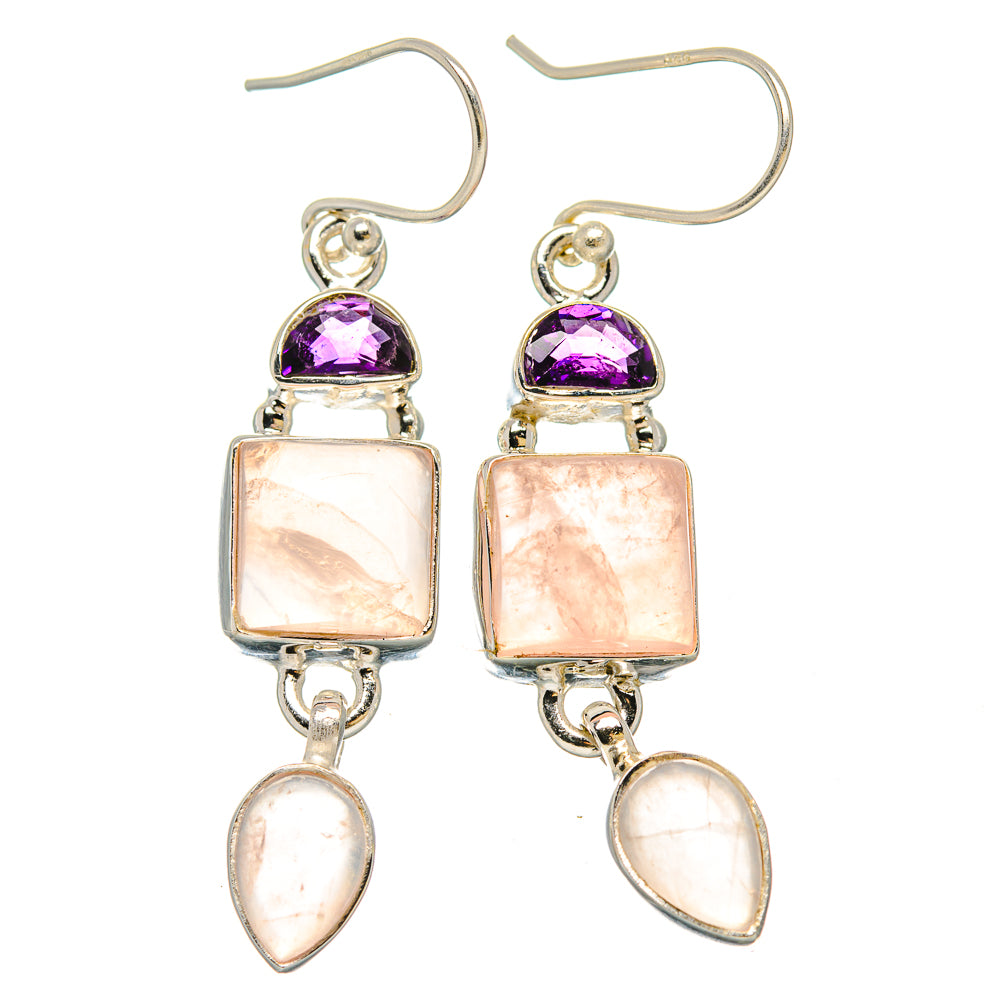 Rose Quartz Earrings handcrafted by Anasilvercos - EARR430623 - Photo 2