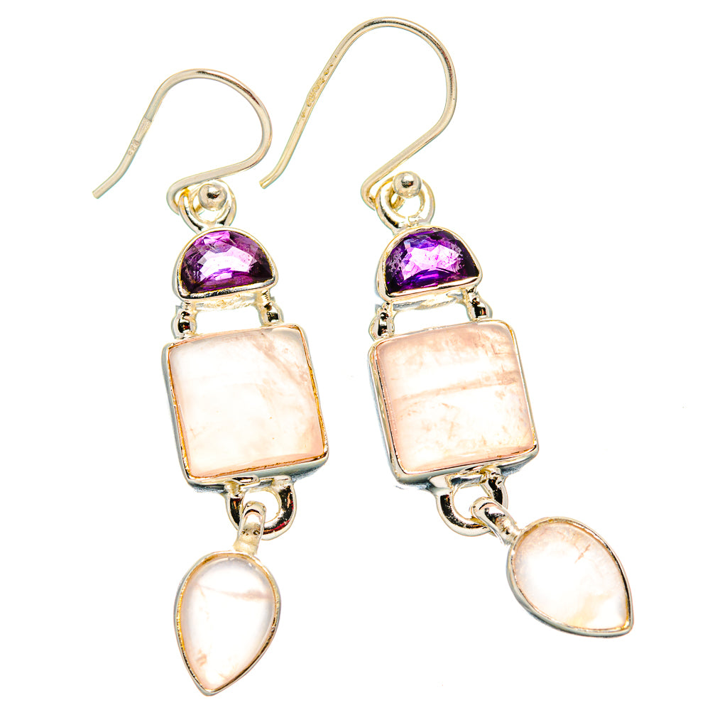 Rose Quartz Earrings handcrafted by Anasilvercos - EARR430645 - Photo 2