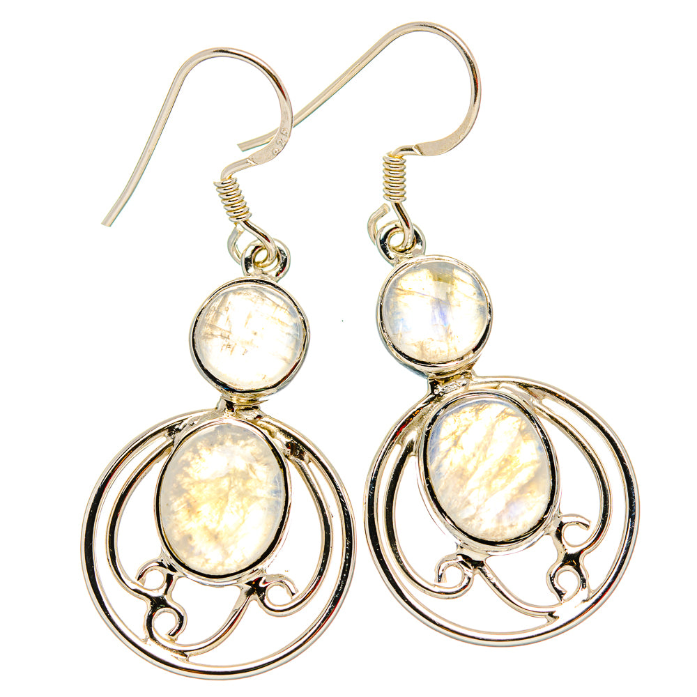 Rainbow Moonstone Earrings handcrafted by Anasilvercos - EARR430681 - Photo 2
