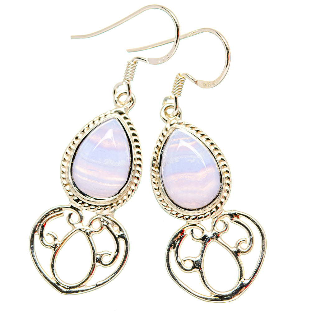 Blue Lace Agate Earrings handcrafted by Anasilvercos - EARR430688 - Photo 2