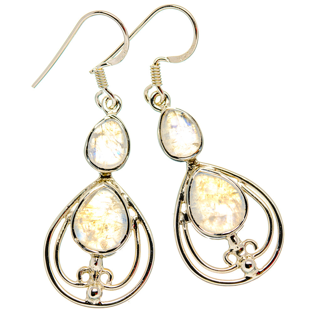 Rainbow Moonstone Earrings handcrafted by Anasilvercos - EARR430691 - Photo 2