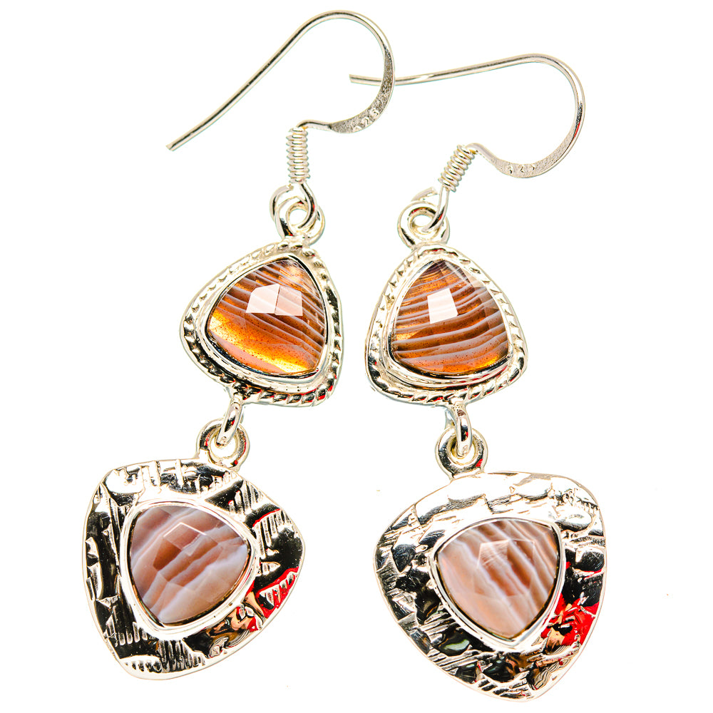 Botswana Agate Earrings handcrafted by Anasilvercos - EARR430697 - Photo 2
