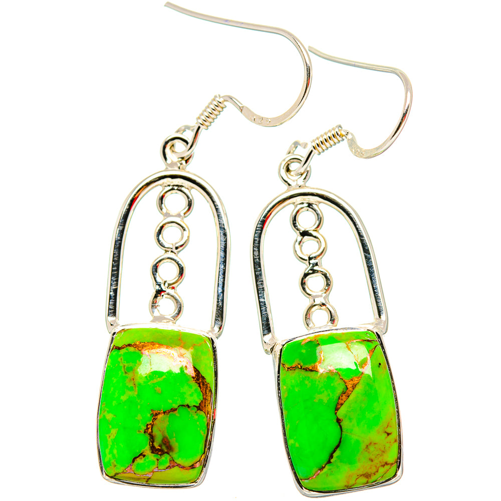 Green Copper Composite Turquoise Earrings handcrafted by Anasilvercos - EARR430699 - Photo 2