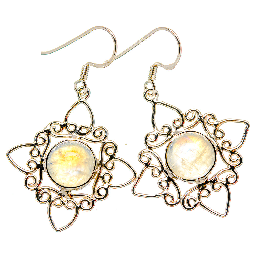 Rainbow Moonstone Earrings handcrafted by Anasilvercos - EARR430701 - Photo 2