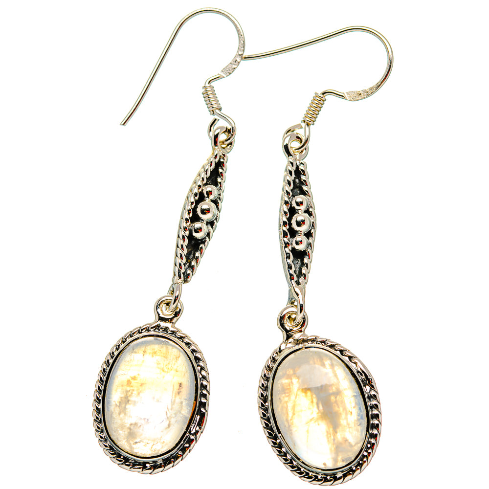 Rainbow Moonstone Earrings handcrafted by Anasilvercos - EARR430705 - Photo 2