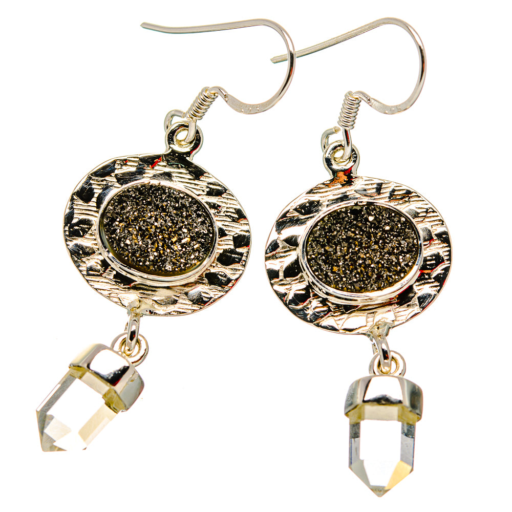 Black Druzy Earrings handcrafted by Anasilvercos - EARR430706 - Photo 2