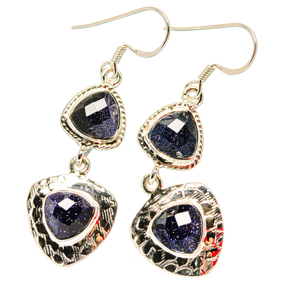 Blue Goldstone Earrings handcrafted by Anasilvercos - EARR430712 - Photo 2