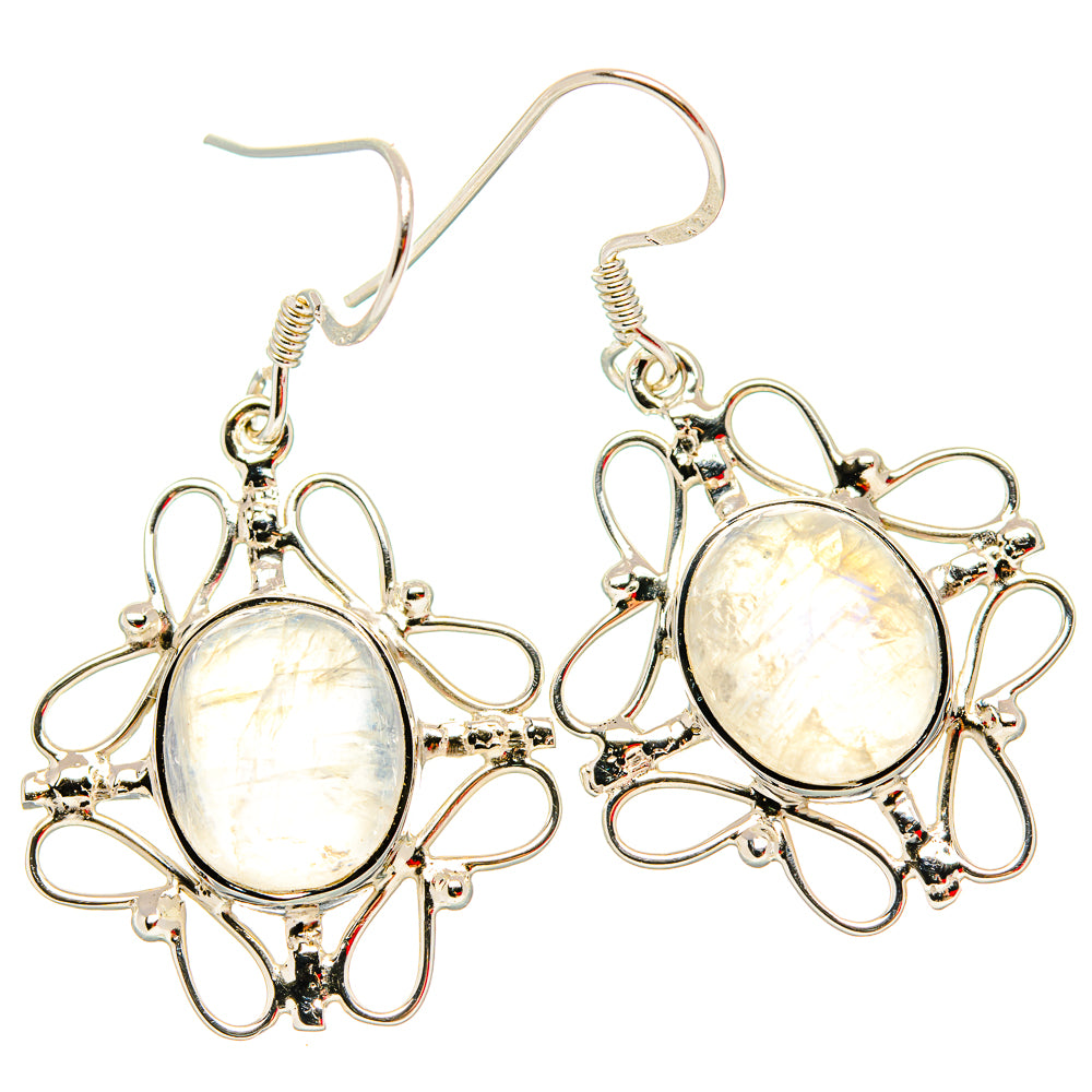 Rainbow Moonstone Earrings handcrafted by Anasilvercos - EARR430716 - Photo 2