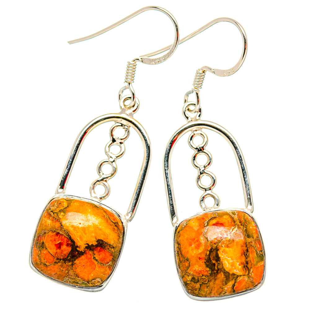 Orange Copper Composite Turquoise Earrings handcrafted by Anasilvercos - EARR430720 - Photo 2