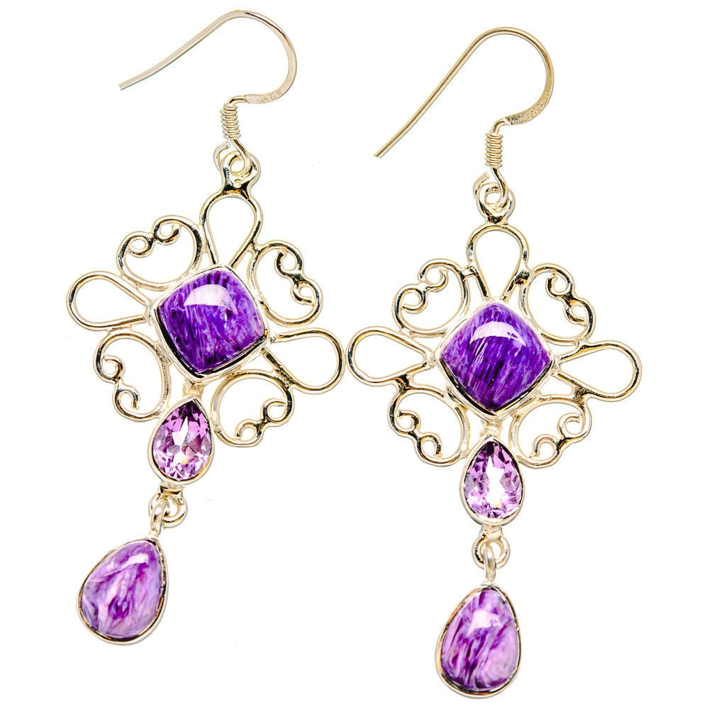 Charoite Earrings handcrafted by Anasilvercos - EARR430728 - Photo 2