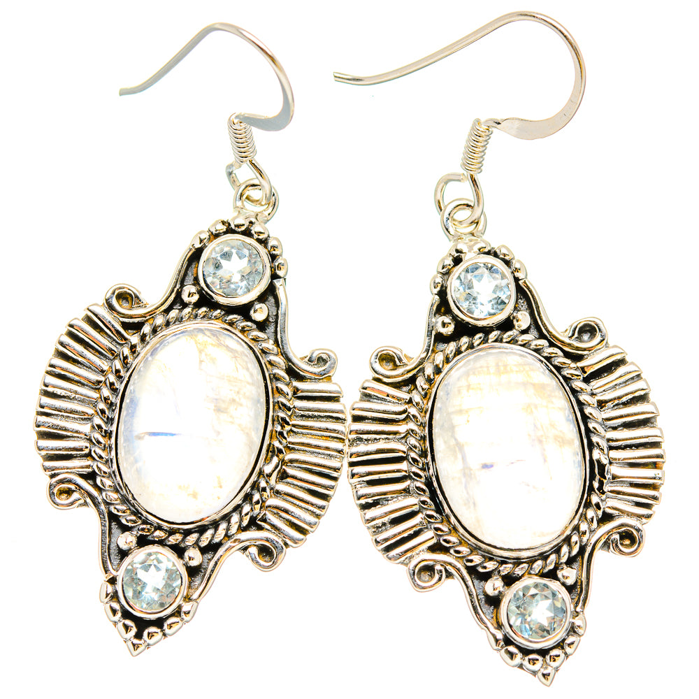 Rainbow Moonstone Earrings handcrafted by Anasilvercos - EARR430729 - Photo 2