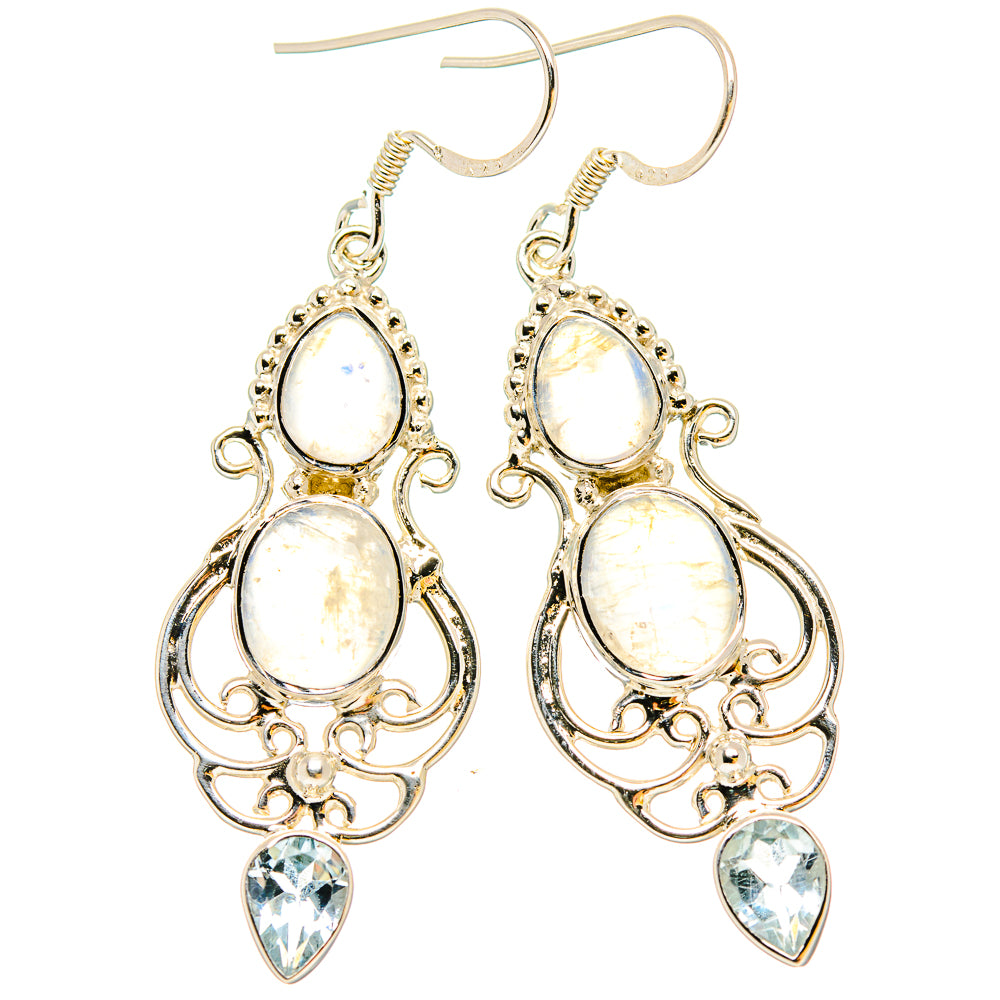 Rainbow Moonstone Earrings handcrafted by Anasilvercos - EARR430742 - Photo 2