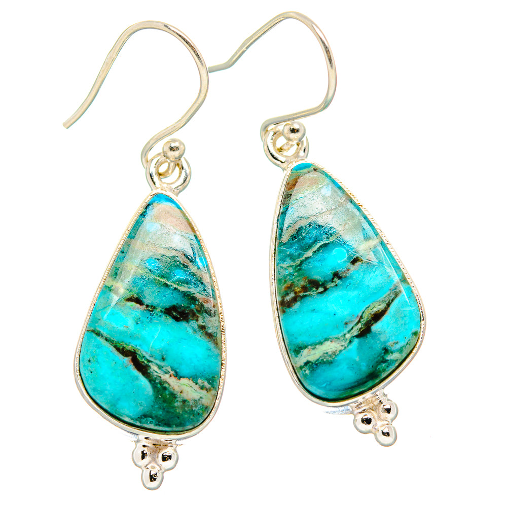 Kingman Mohave Turquoise Earrings handcrafted by Anasilvercos - EARR430759 - Photo 2