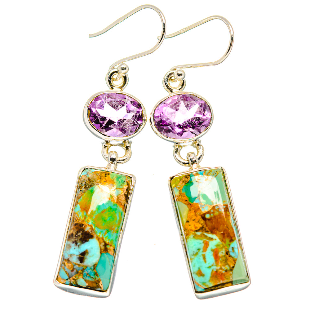 Kingman Mohave Turquoise Earrings handcrafted by Anasilvercos - EARR430772 - Photo 2