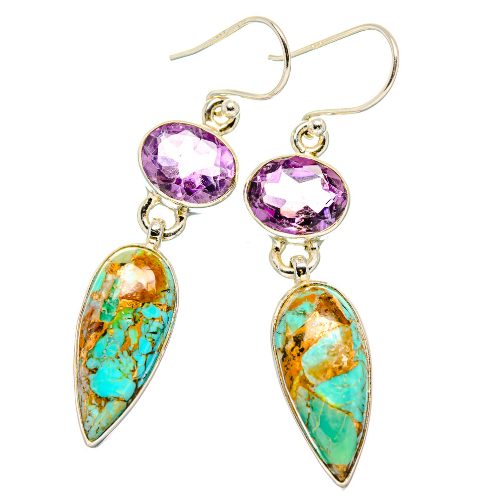 Kingman Mohave Turquoise Earrings handcrafted by Anasilvercos - EARR430775 - Photo 2
