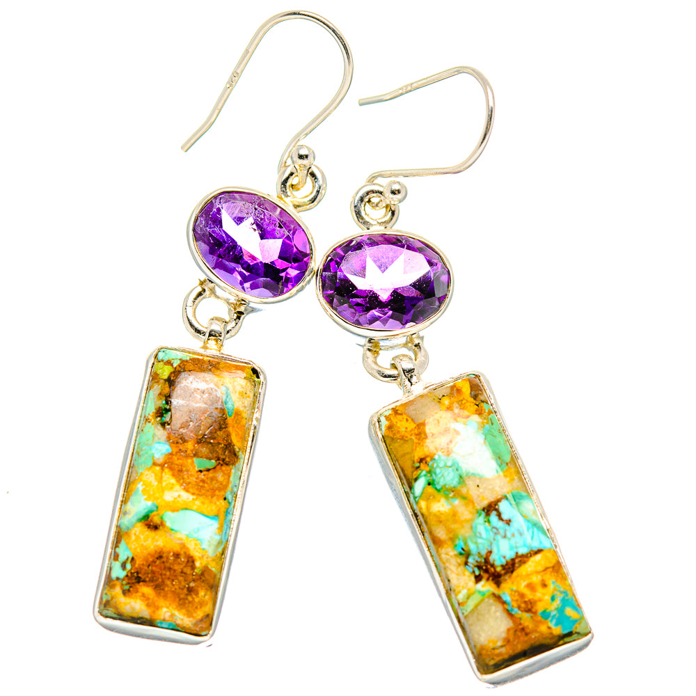 Kingman Mohave Turquoise Earrings handcrafted by Anasilvercos - EARR430776 - Photo 2