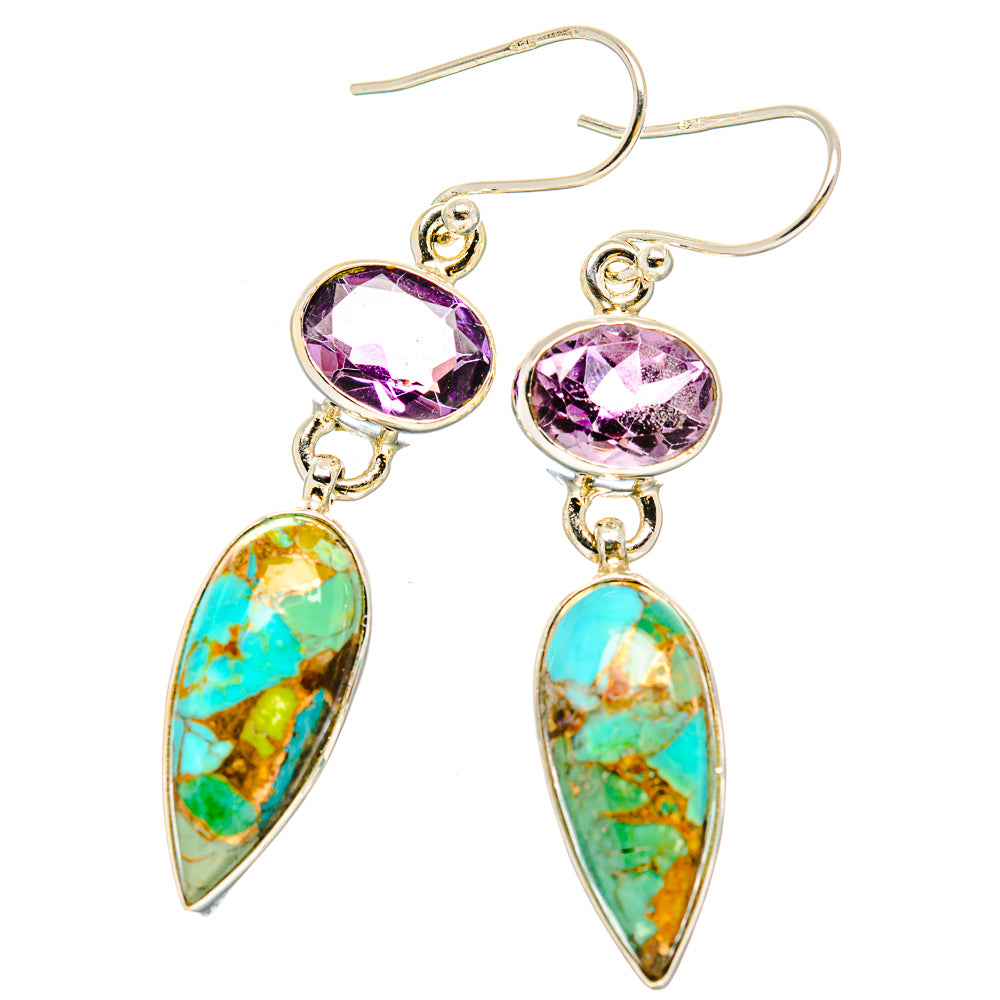 Kingman Mohave Turquoise Earrings handcrafted by Anasilvercos - EARR430801 - Photo 2