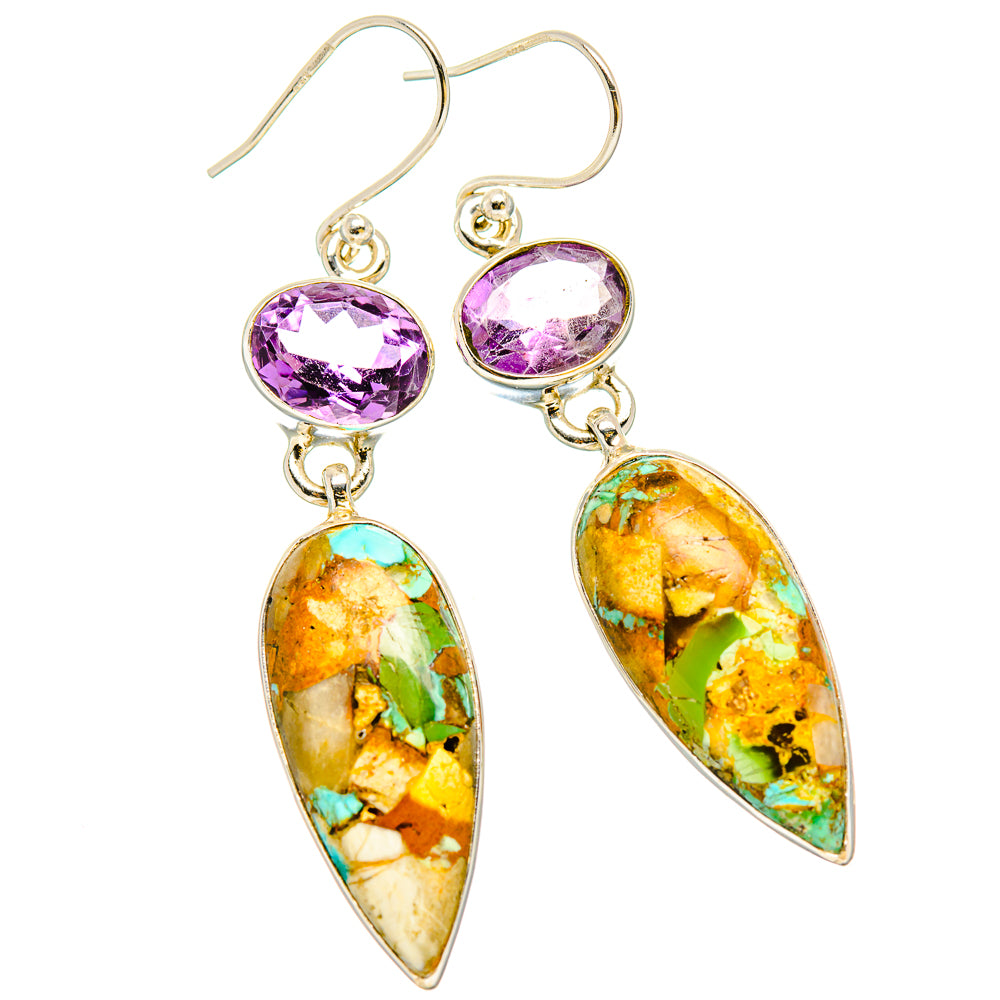 Kingman Mohave Turquoise Earrings handcrafted by Anasilvercos - EARR430806 - Photo 2