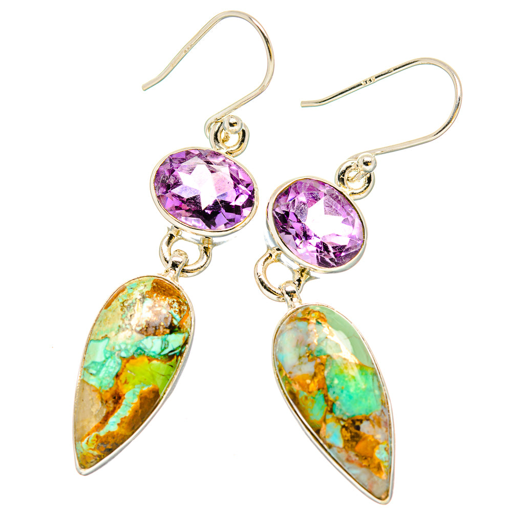 Kingman Mohave Turquoise Earrings handcrafted by Anasilvercos - EARR430811 - Photo 2