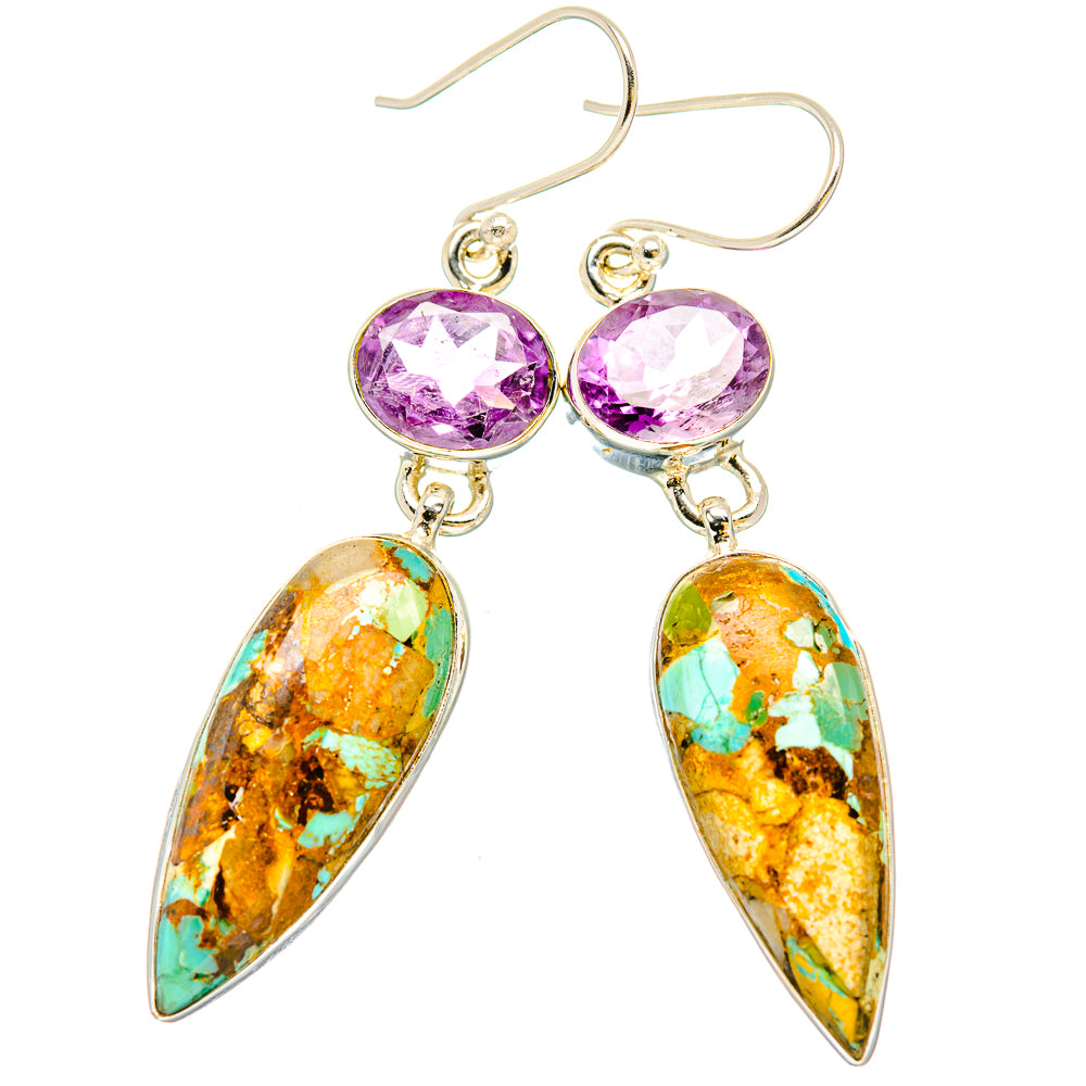 Kingman Mohave Turquoise Earrings handcrafted by Anasilvercos - EARR430814 - Photo 2