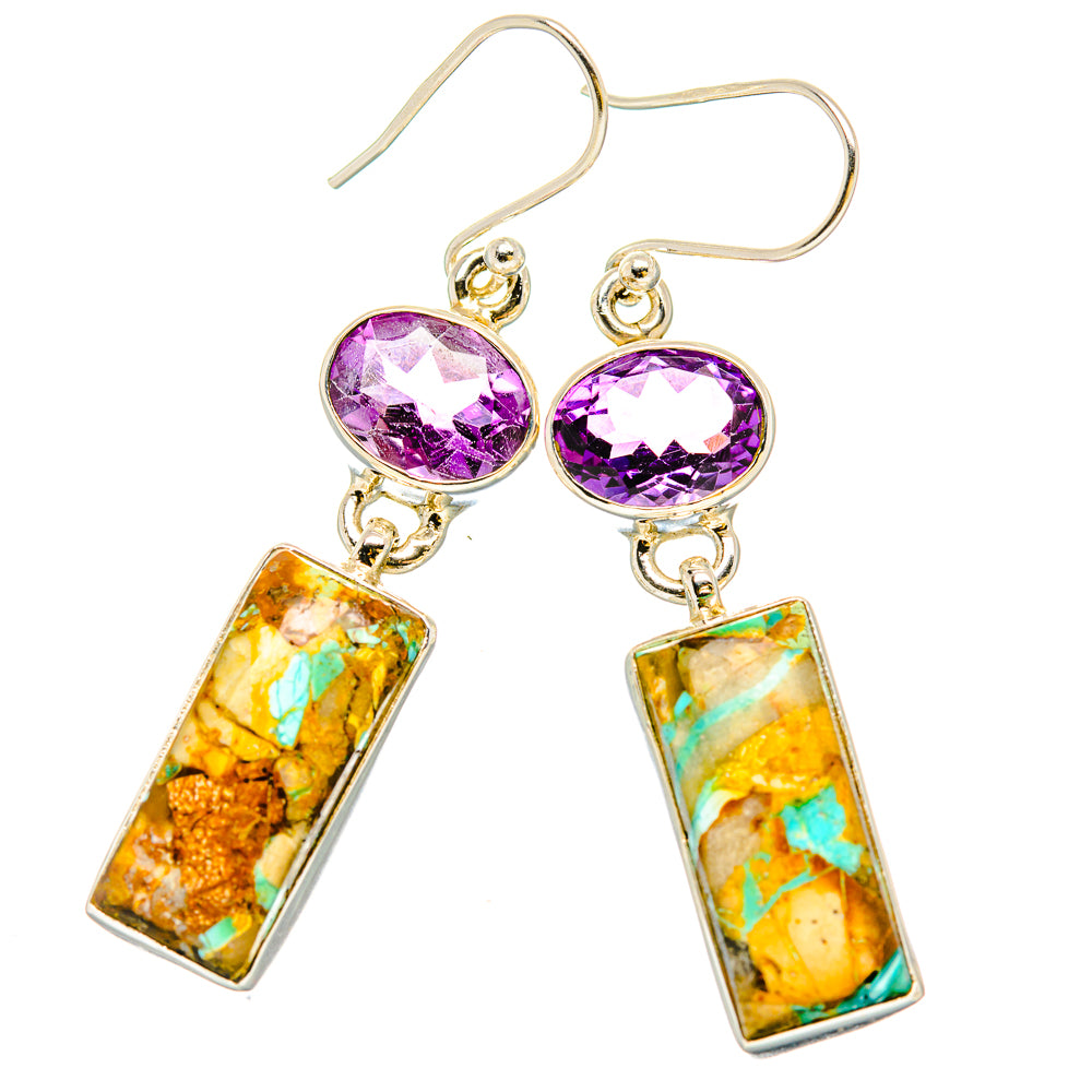 Kingman Mohave Turquoise Earrings handcrafted by Anasilvercos - EARR430821 - Photo 2