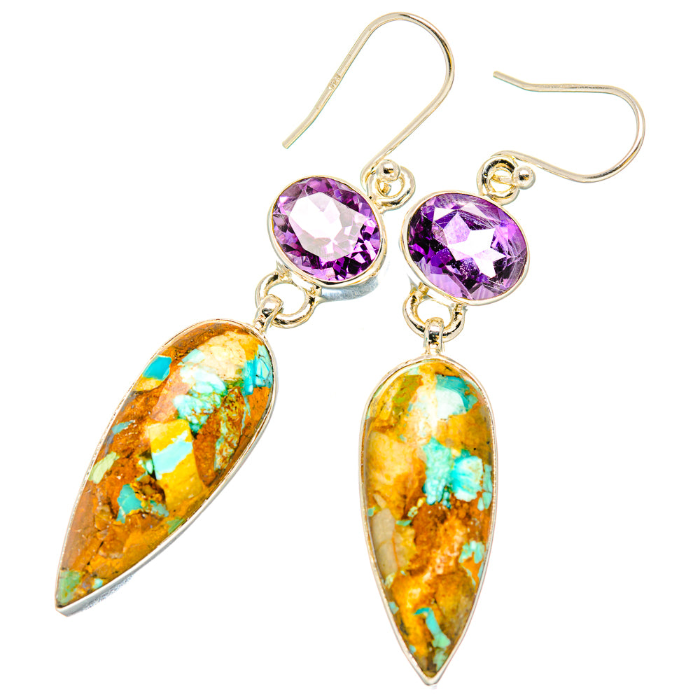 Kingman Mohave Turquoise Earrings handcrafted by Anasilvercos - EARR430831 - Photo 2