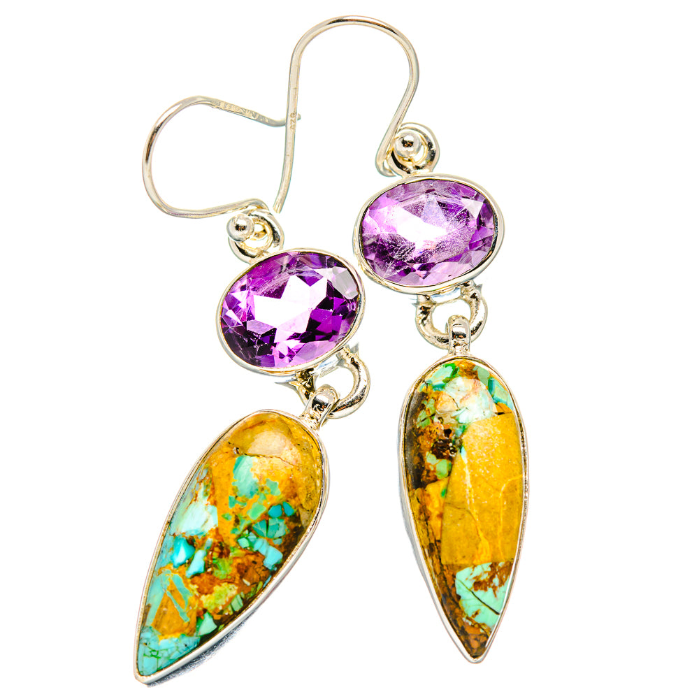 Kingman Mohave Turquoise Earrings handcrafted by Anasilvercos - EARR430839 - Photo 2