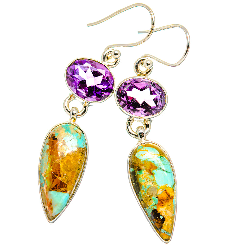 Kingman Mohave Turquoise Earrings handcrafted by Anasilvercos - EARR430841 - Photo 2