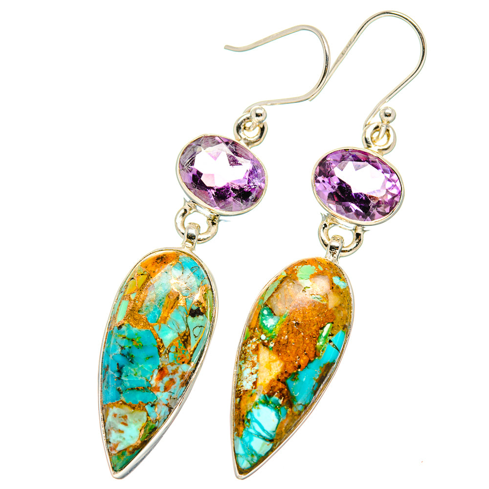 Kingman Mohave Turquoise Earrings handcrafted by Anasilvercos - EARR430849 - Photo 2