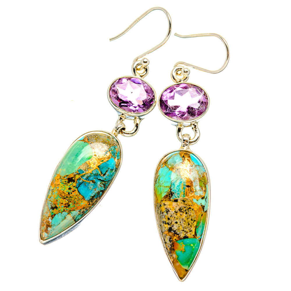 Kingman Mohave Turquoise Earrings handcrafted by Anasilvercos - EARR430852 - Photo 2