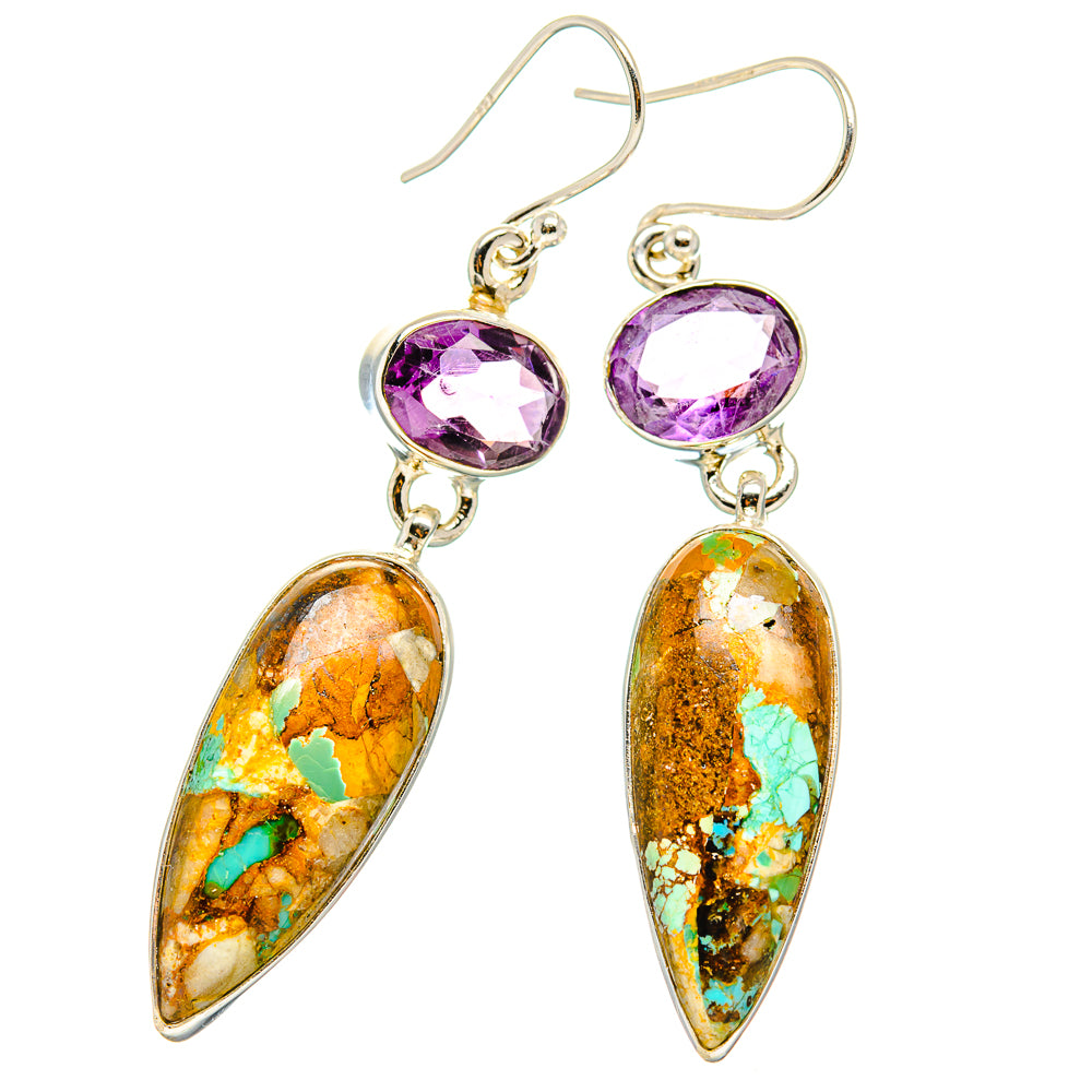 Kingman Mohave Turquoise Earrings handcrafted by Anasilvercos - EARR430862 - Photo 2