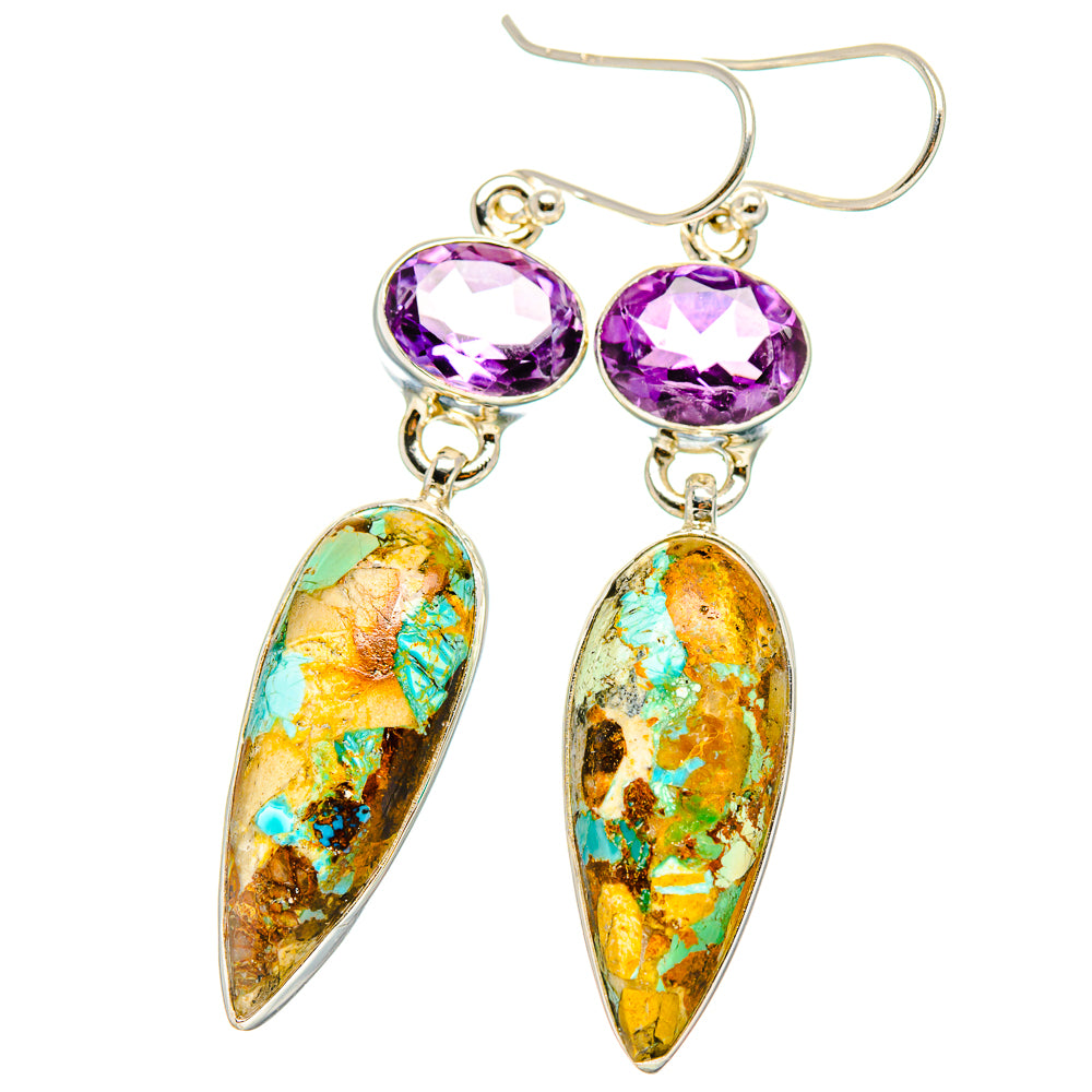Kingman Mohave Turquoise Earrings handcrafted by Anasilvercos - EARR430867 - Photo 2