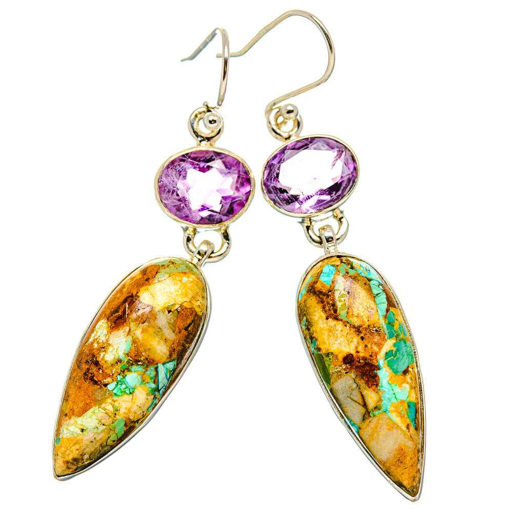 Kingman Mohave Turquoise Earrings handcrafted by Anasilvercos - EARR430872 - Photo 2
