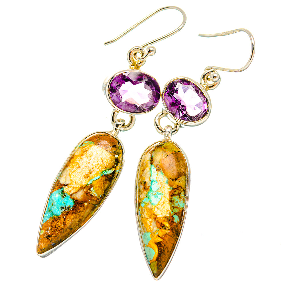 Kingman Mohave Turquoise Earrings handcrafted by Anasilvercos - EARR430898 - Photo 2