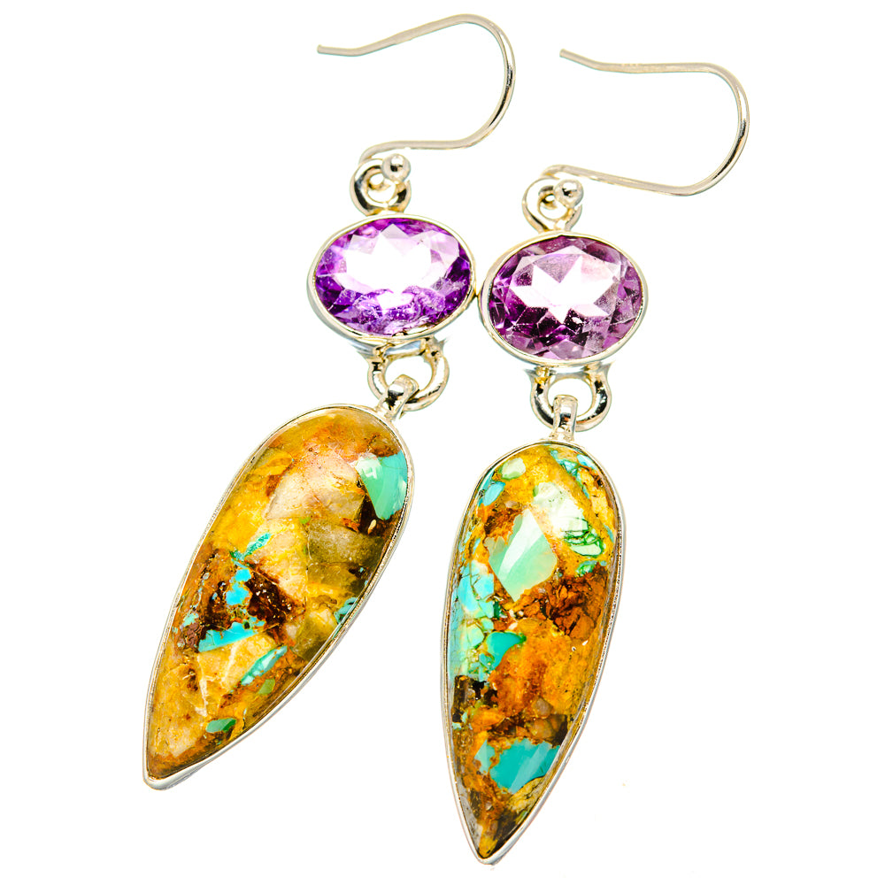 Kingman Mohave Turquoise Earrings handcrafted by Anasilvercos - EARR430900 - Photo 2