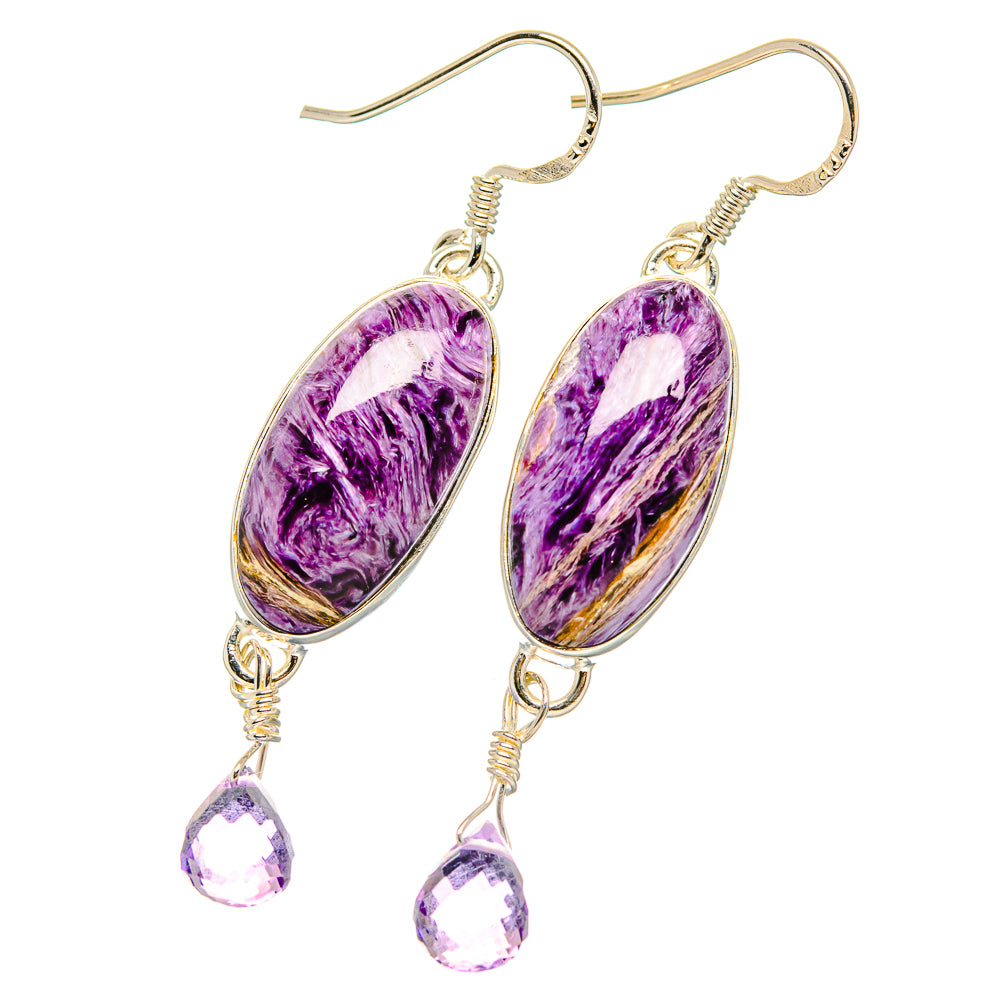 Charoite Earrings handcrafted by Anasilvercos - EARR430928 - Photo 2