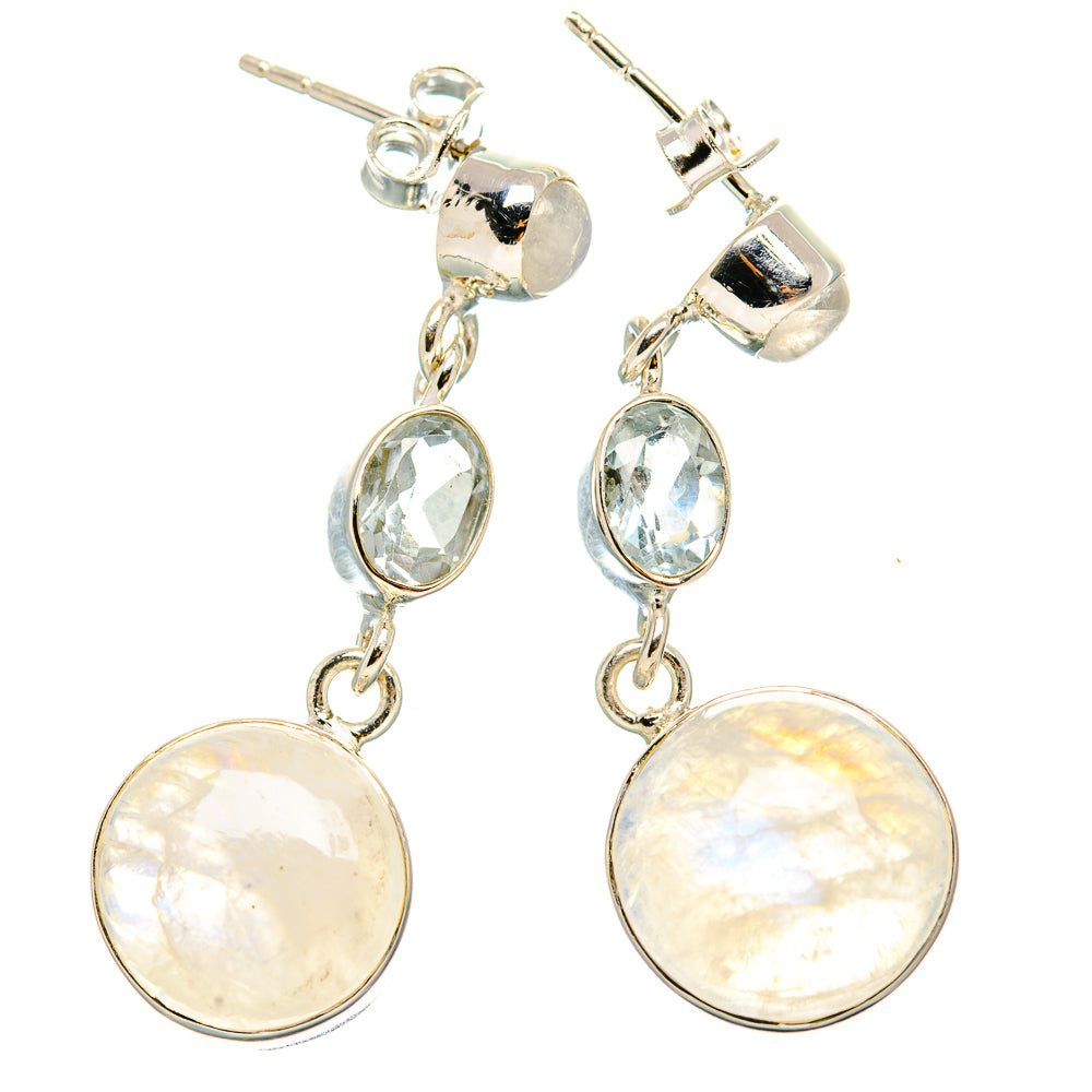 Rainbow Moonstone Earrings handcrafted by Anasilvercos - EARR430935 - Photo 2
