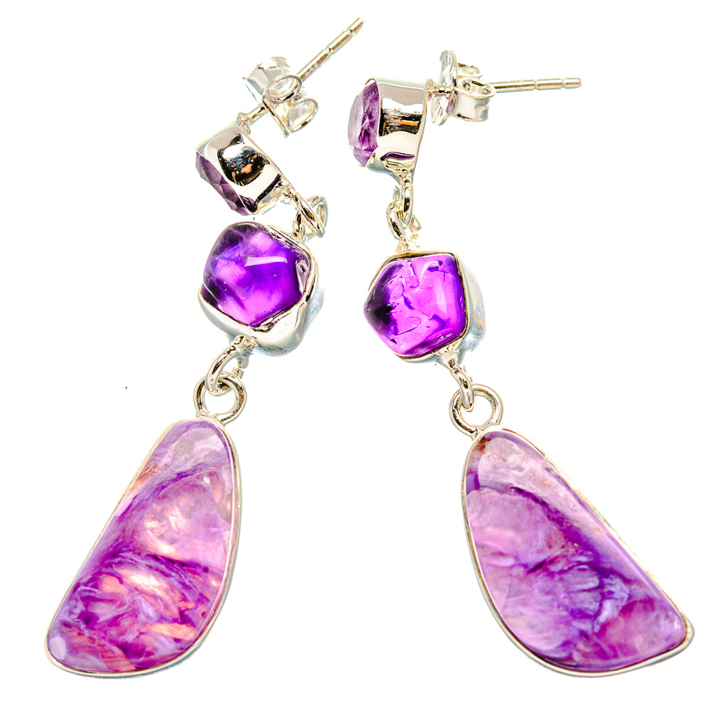 Charoite Earrings handcrafted by Anasilvercos - EARR430952 - Photo 2