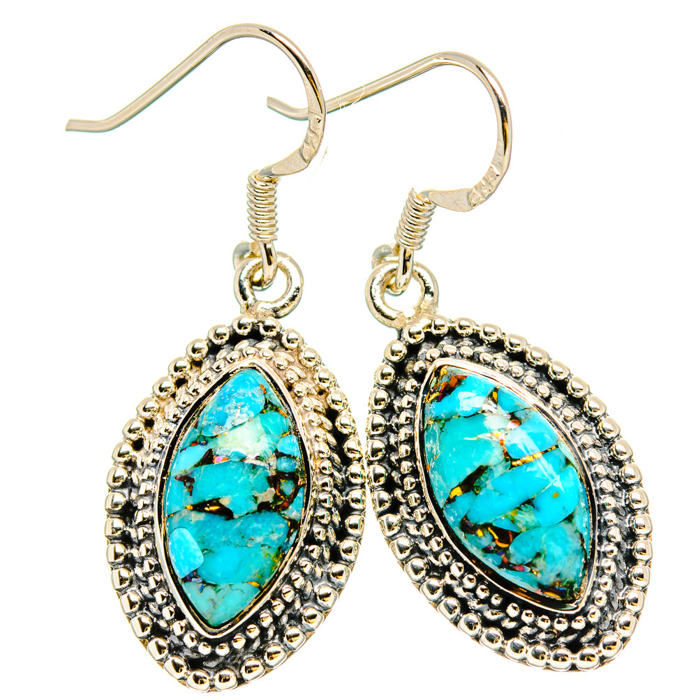 Blue Copper Composite Turquoise Earrings handcrafted by Anasilvercos - EARR430974 - Photo 2