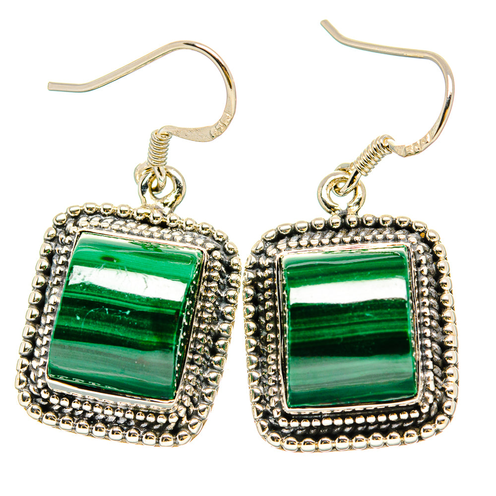 Malachite Earrings handcrafted by Anasilvercos - EARR430980 - Photo 2