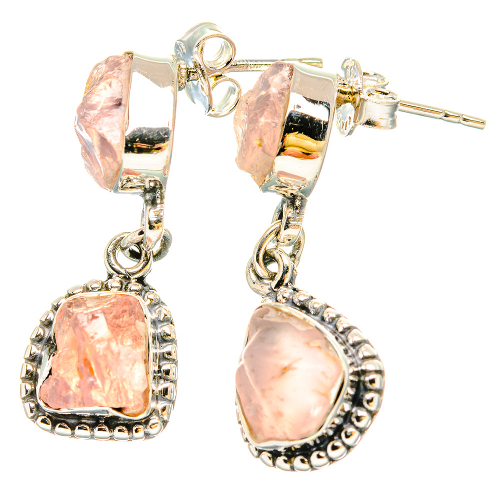 Rose Quartz Earrings handcrafted by Anasilvercos - EARR430991 - Photo 2