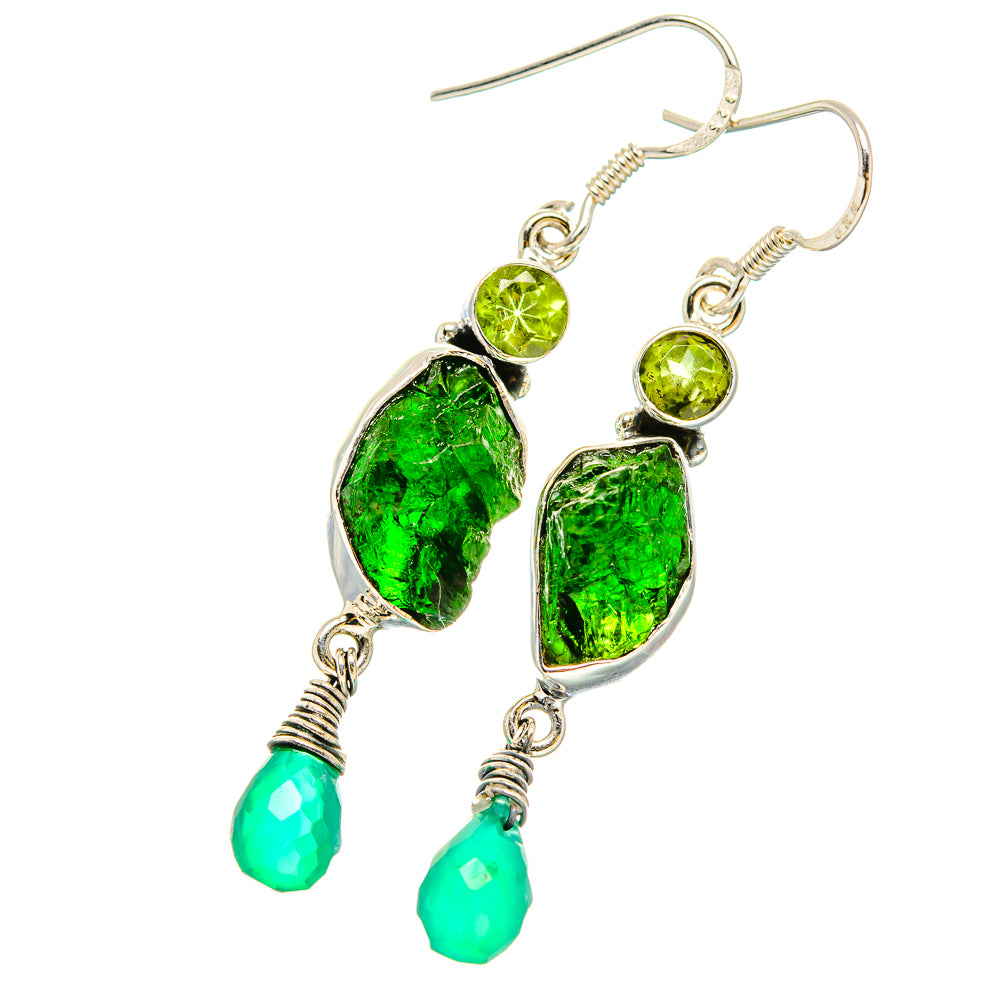 Chrome Diopside Earrings handcrafted by Anasilvercos - EARR431008 - Photo 2