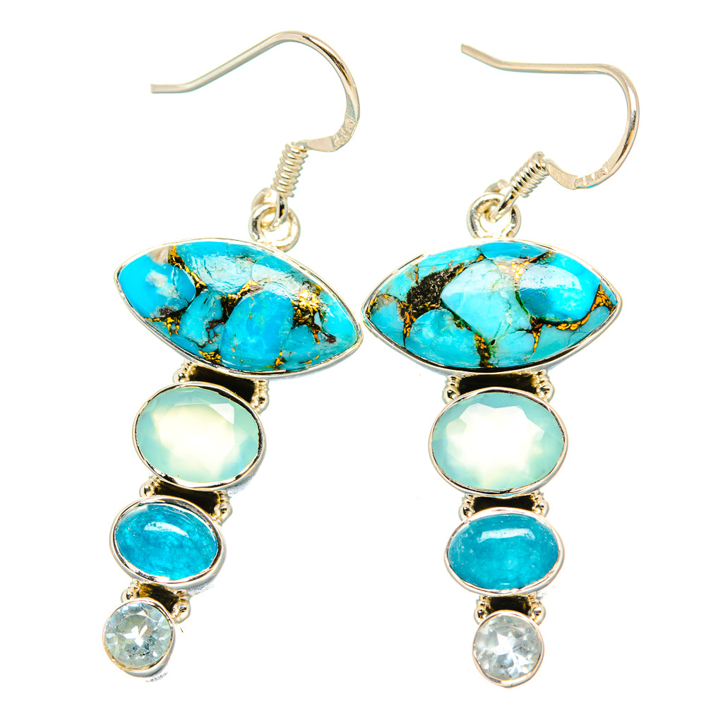Blue Copper Composite Turquoise Earrings handcrafted by Anasilvercos - EARR431011 - Photo 2