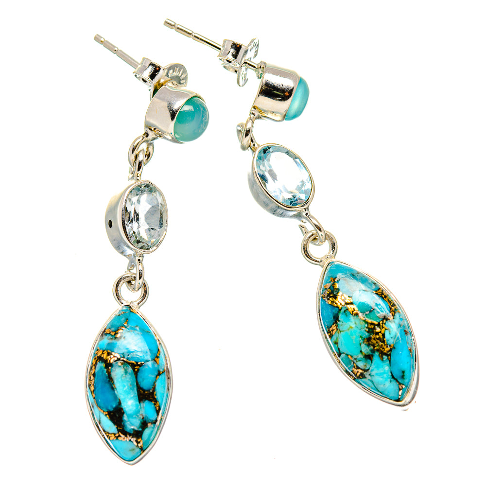 Blue Copper Composite Turquoise Earrings handcrafted by Anasilvercos - EARR431023 - Photo 2