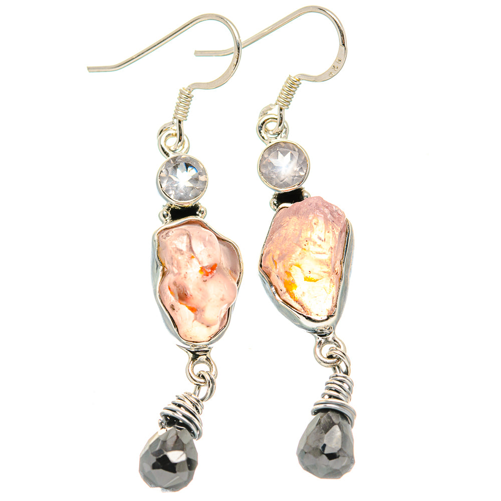 Rose Quartz Earrings handcrafted by Anasilvercos - EARR431047 - Photo 2