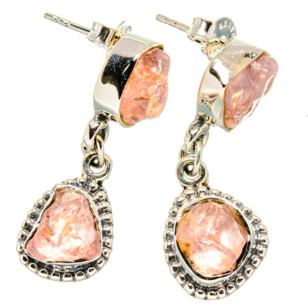 Rose Quartz Earrings handcrafted by Anasilvercos - EARR431051 - Photo 2