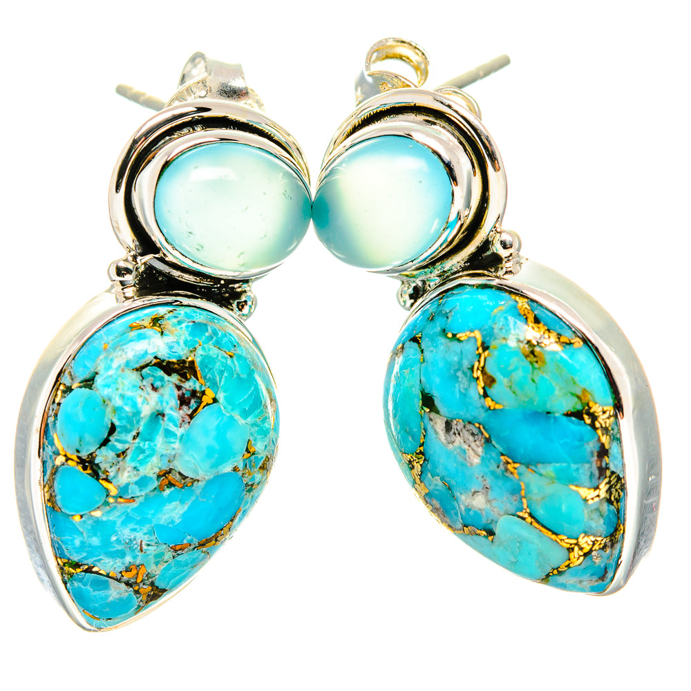 Blue Copper Composite Turquoise Earrings handcrafted by Anasilvercos - EARR431052 - Photo 2