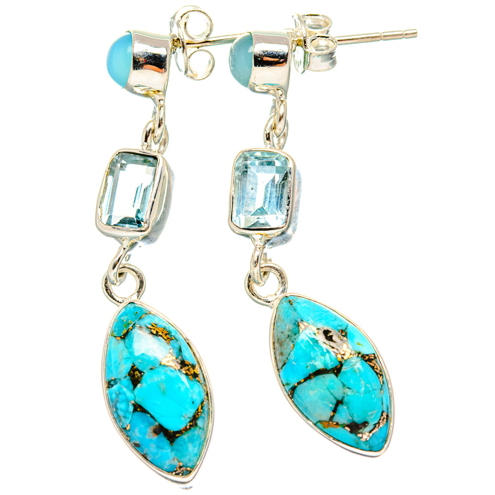 Blue Copper Composite Turquoise Earrings handcrafted by Anasilvercos - EARR431058 - Photo 2